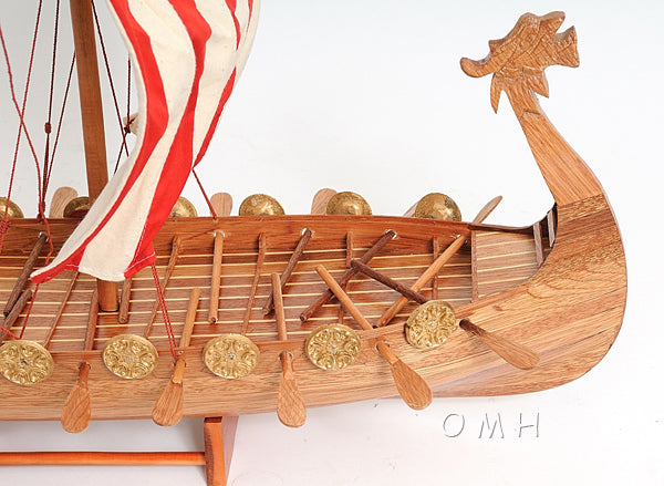 Drakkar Viking Wooden Scale Model Bow Close Up