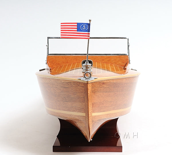 Chris Craft Runabout, Wooden Scale Model Bow View
