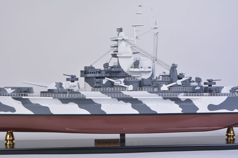 USS Alabama Battleship BB-60, Wooden Scale Model Superstructure Port Side View