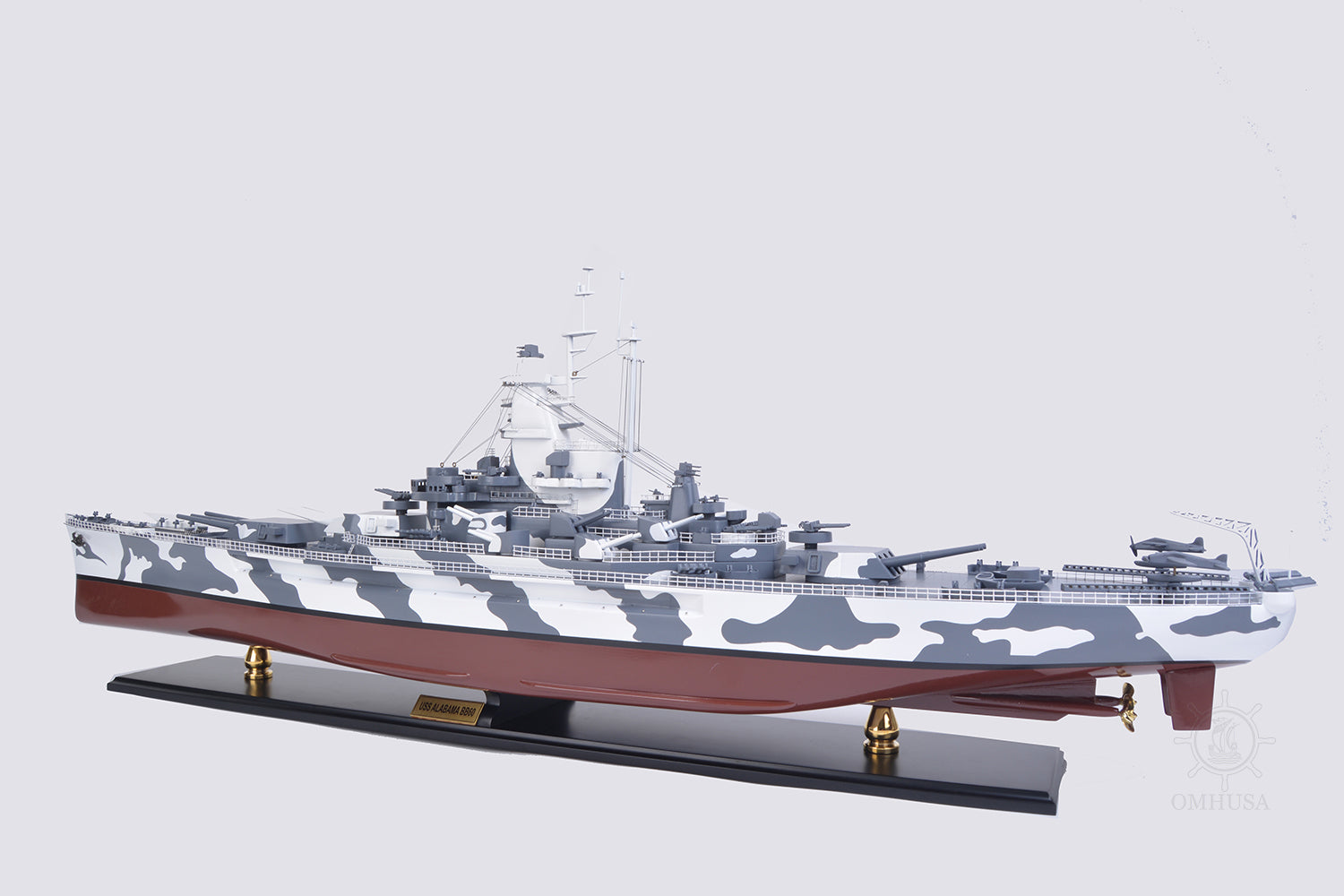 USS Alabama Battleship BB-60, Wooden Scale Model Aft Port View