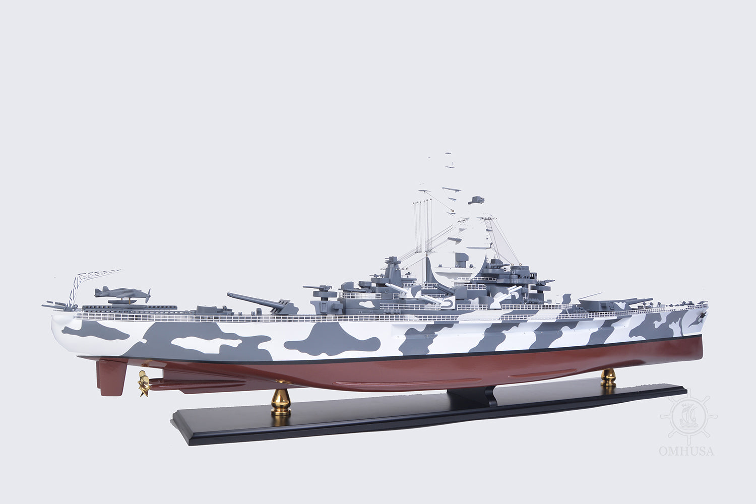 USS Alabama Battleship BB-60, Wooden Scale Model Starboard Aft View