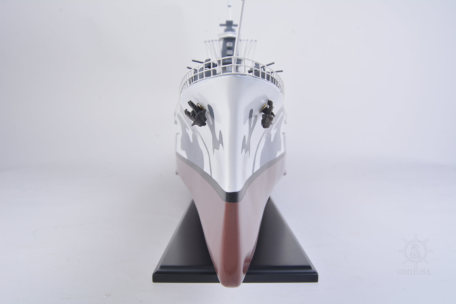 USS Alabama Battleship BB-60, Wooden Scale Model Bow View