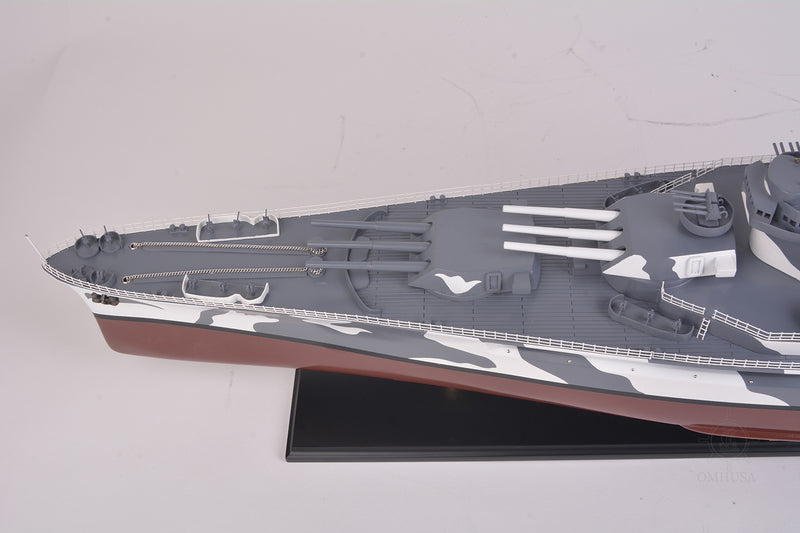 USS Alabama Battleship BB-60, Wooden Scale Model Forward Turrets Top View