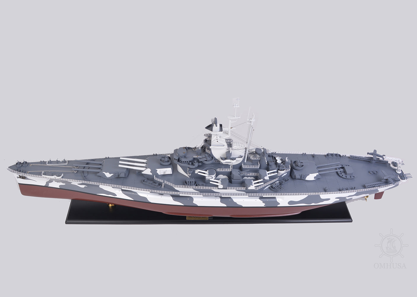 USS Alabama Battleship BB-60, Wooden Scale Model Port Top View