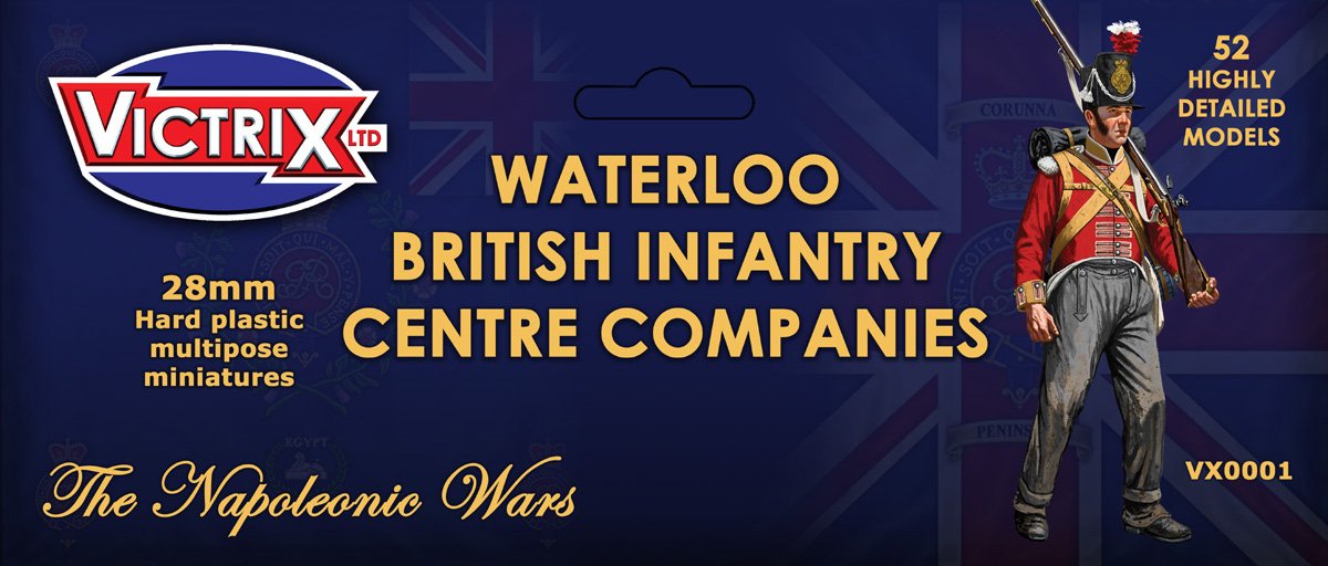 Napoleonic Waterloo British Infantry Centre Companies, 28 mm Scale Model Plastic Figures Kit