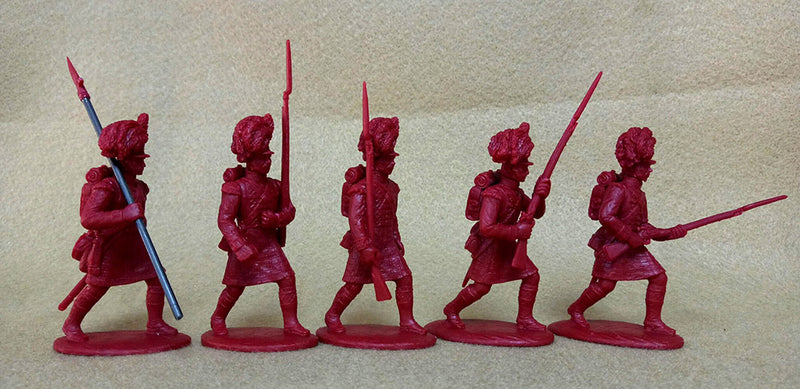 Napoleonic Wars British Highlander Flank Company 1803 – 1815, 54 mm (1/32) Scale Plastic Figures Marching Poses