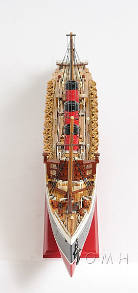 RMS Queen Mary Wooden Scale Model Bow Top View