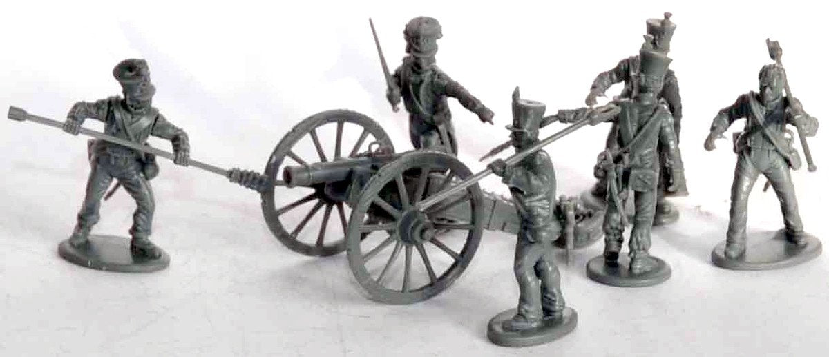 Napoleonic French Foot Artillery 1812 - 1815, 28 mm Scale Model Plastic Figures Gun & Crew