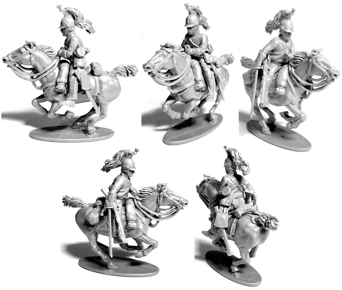 Napoleonic British Heavy Dragoons, 28 mm Scale Model Plastic Figures Example Different Views