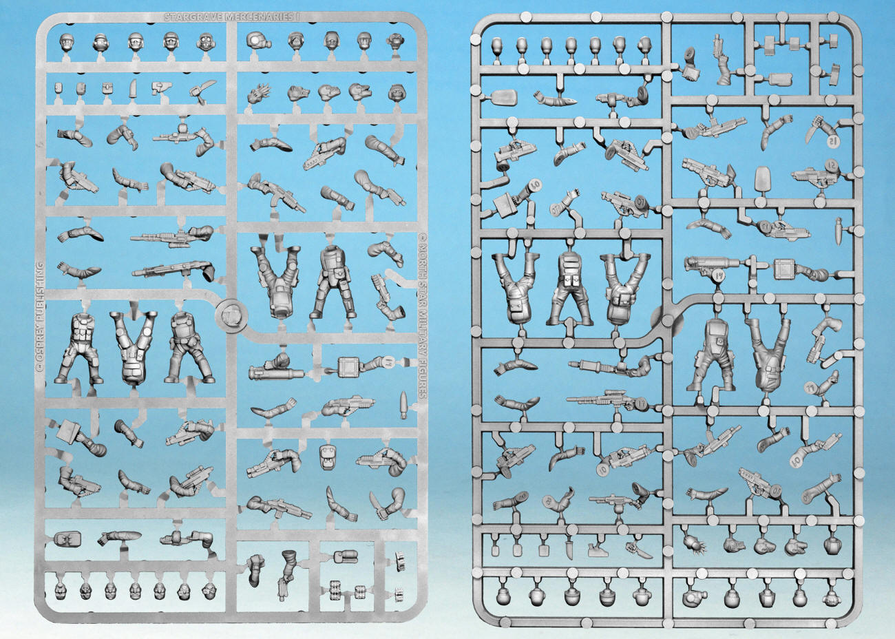 Stargrave Mercenaries, 28 mm Scale Model Plastic Figures Example Frames