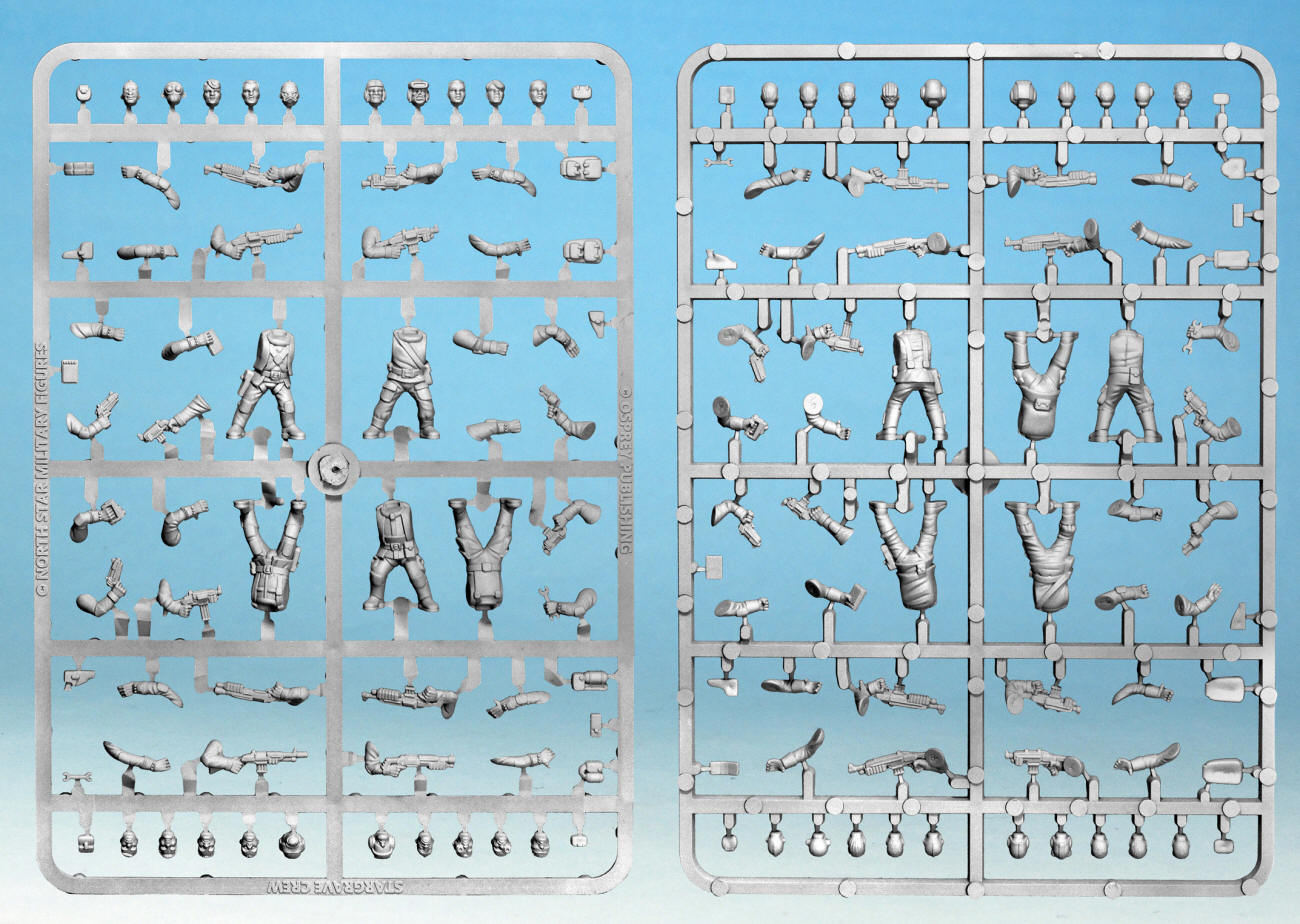 Stargrave Crew, 28 mm Scale Model Plastic Figures Example Frames