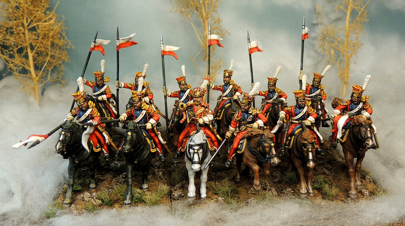 Napoleonic French Imperial Guard Lancers, 28 mm Scale Model Plastic Figures Painted Example 2nd Lancers