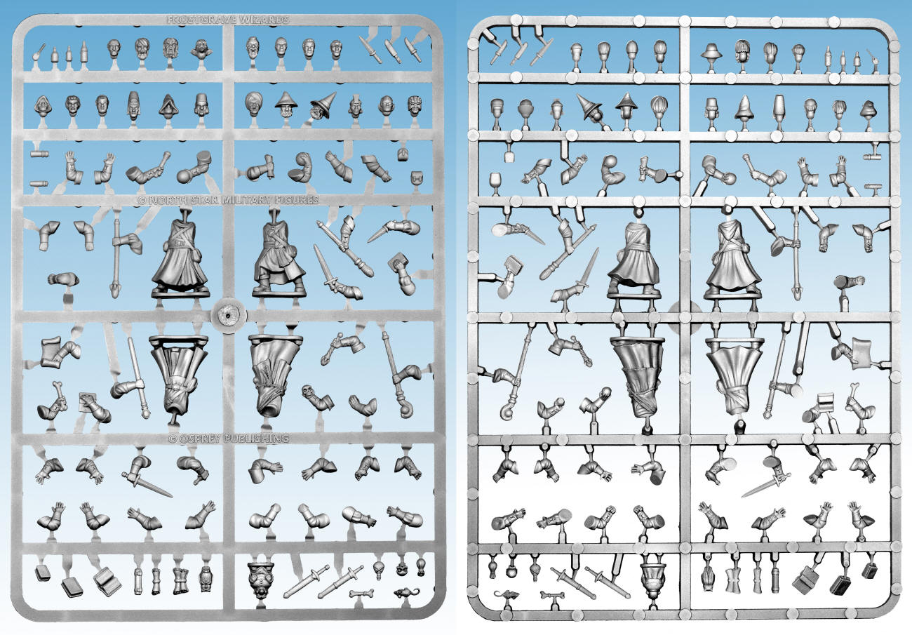 Frostgrave Wizards, 28 mm Scale Model Plastic Figures Frames