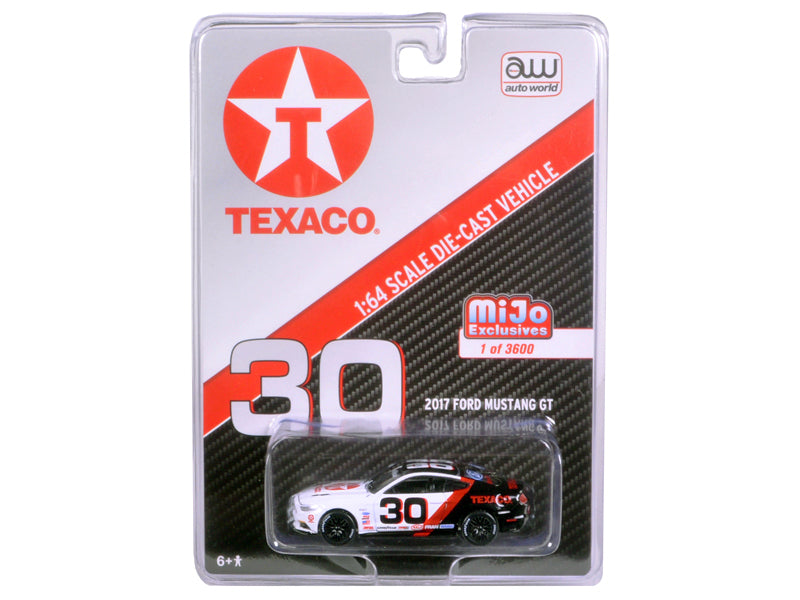 2017 Ford Mustang GT Texaco Racing No.30 Black & White (MiJo Exclusive) 1:64 Scale Diecast Model By Auto World
