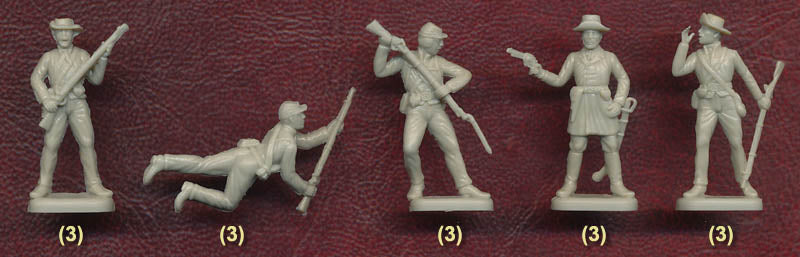 American Civil War Confederate Infantry 1/72 Scale Plastic Figures Sample Poses 6-10