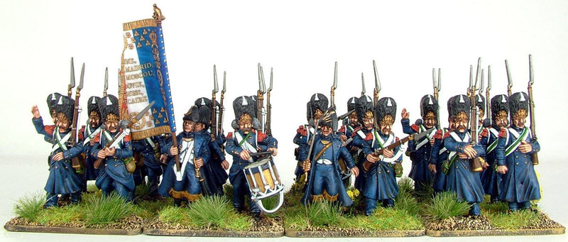 Napoleonic French Old Guard Chasseurs, 28 mm Scale Model Plastic Figures Painted Example