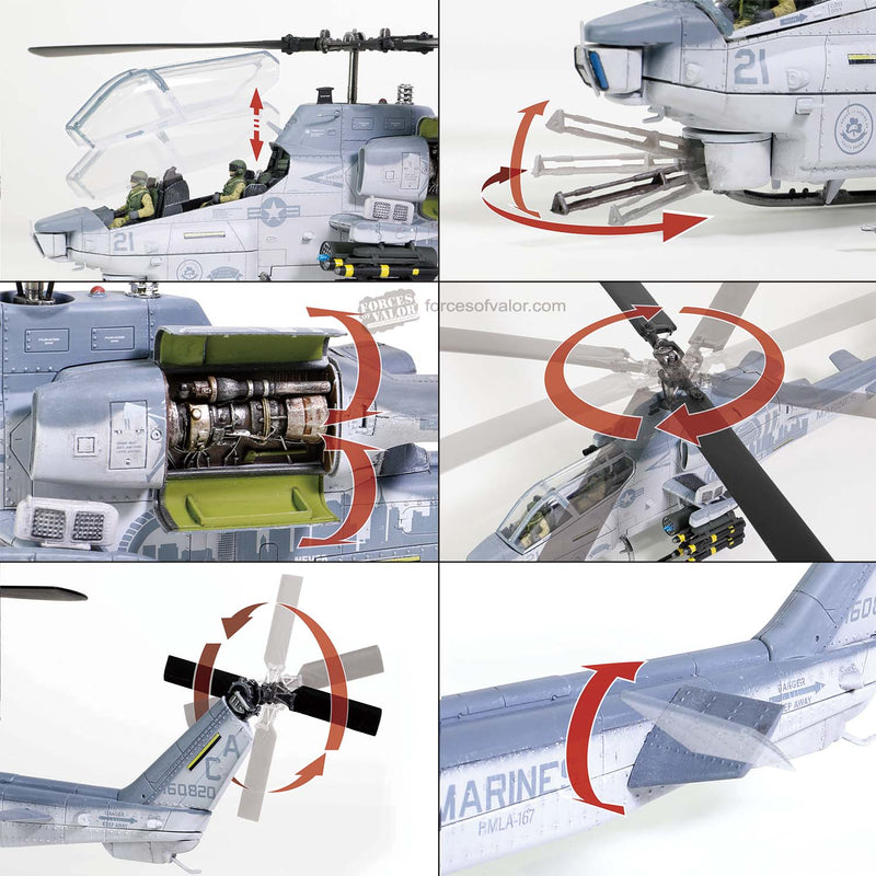 Bell AH-1W Super Cobra Marine Light Attack Helicopter Squadron 167 2012, 1:48 Scale Model Moving Parts Detail