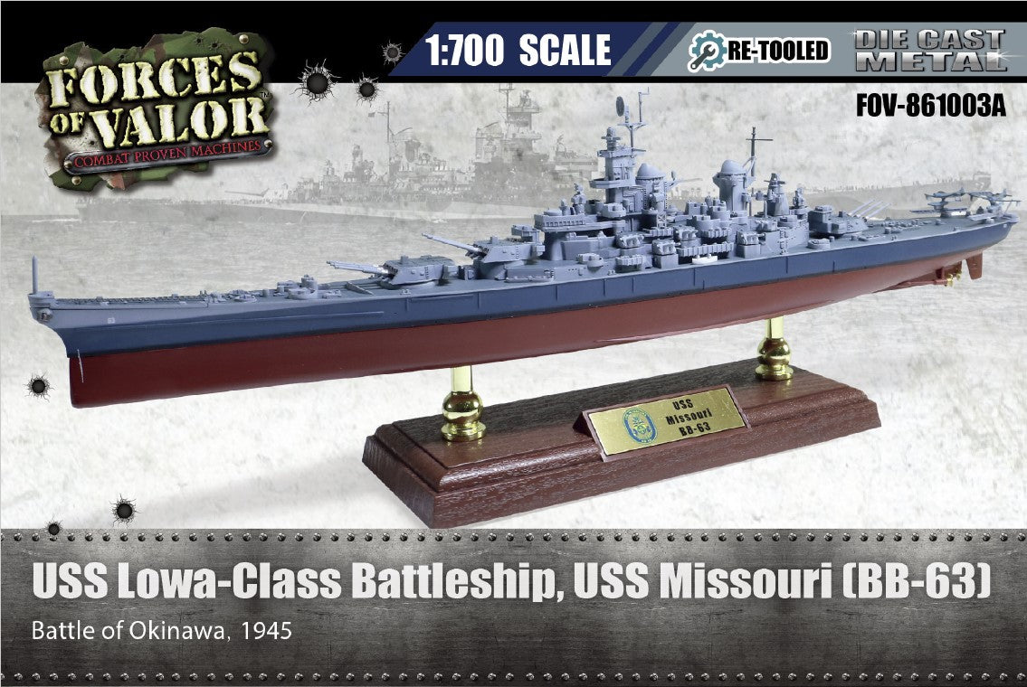 USS Missouri Battleship BB-63 1945, 1:700 Scale Model