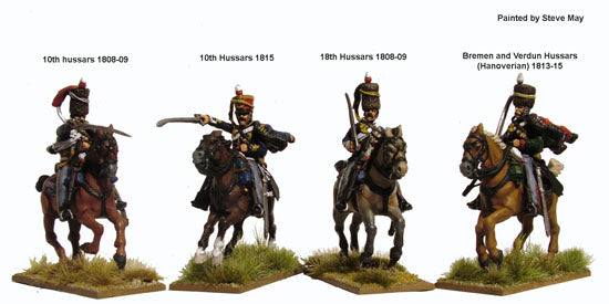Napoleonic British Hussars, 28 mm Scale Model Plastic Figures Painted Example