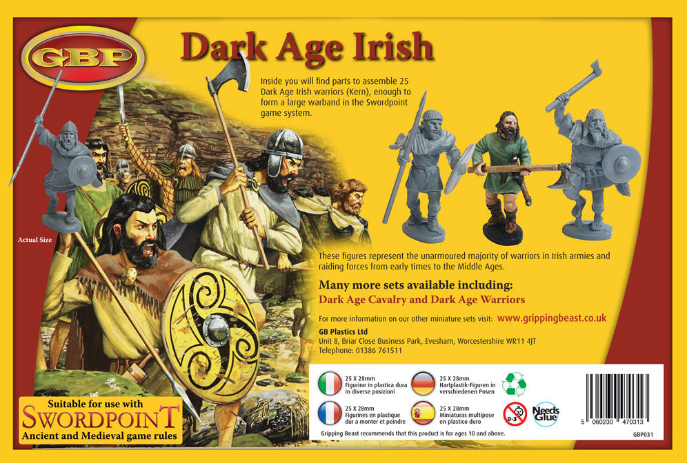 Dark Age Irish, 28 mm Scale Model Plastic Figures Back Of Box