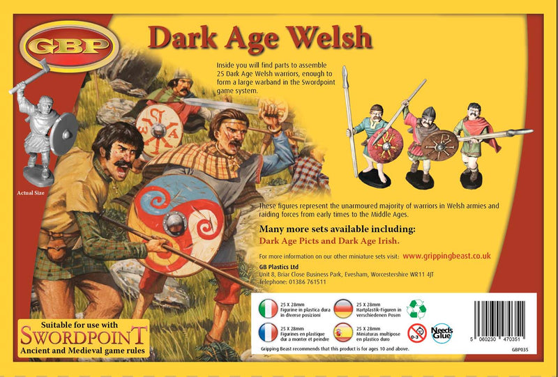 Dark Age Welsh, 28 mm Scale Model Plastic Figures Back Of Box
