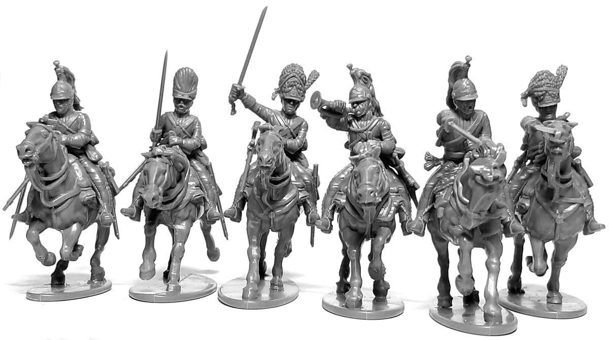 Napoleonic British Heavy Dragoons, 28 mm Scale Model Plastic Figures Front View