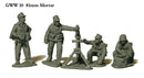 German WW2 81 mm Mortar and Crew, 28 mm Scale Model Metal Figures