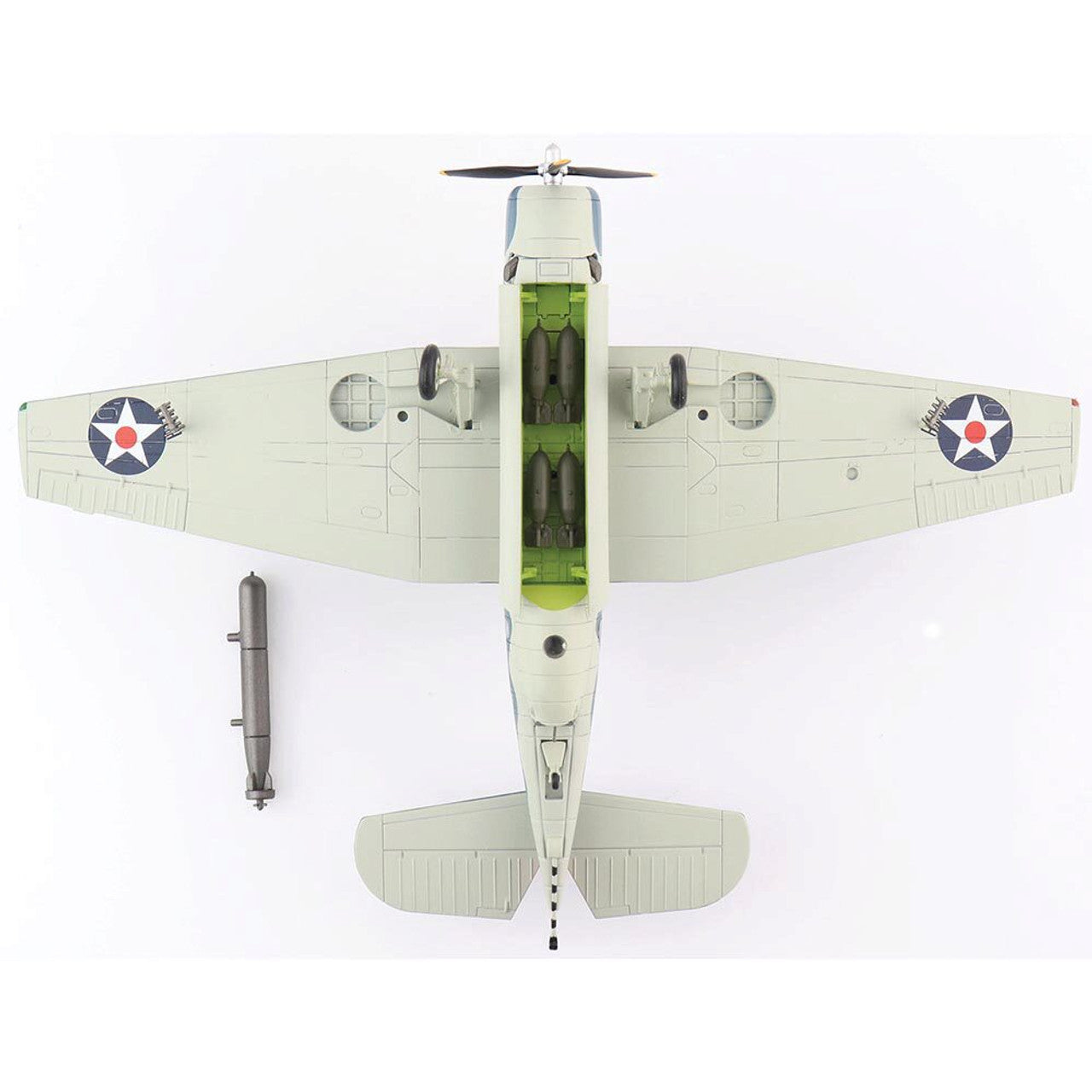 Grumman TBF-1 Avenger VT-8 NAS Norfolk 1942, 1:72 Scale Diecast Model Bottom View