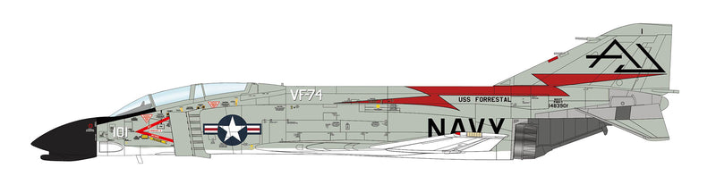 McDonald Douglas F-4B (F4H-1) Phantom II VF-74 “Be-Devilers” USS Forrestal 1962, 1:72 Scale Diecast Model Illustration