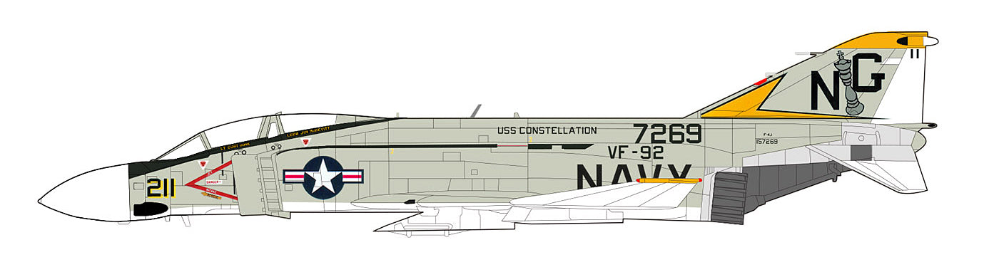 McDonald Douglas F-4J Phantom II VF-92 “Silver Kings” NG211 USS Constellation 1972, 1:72 Scale Diecast Model Illustration