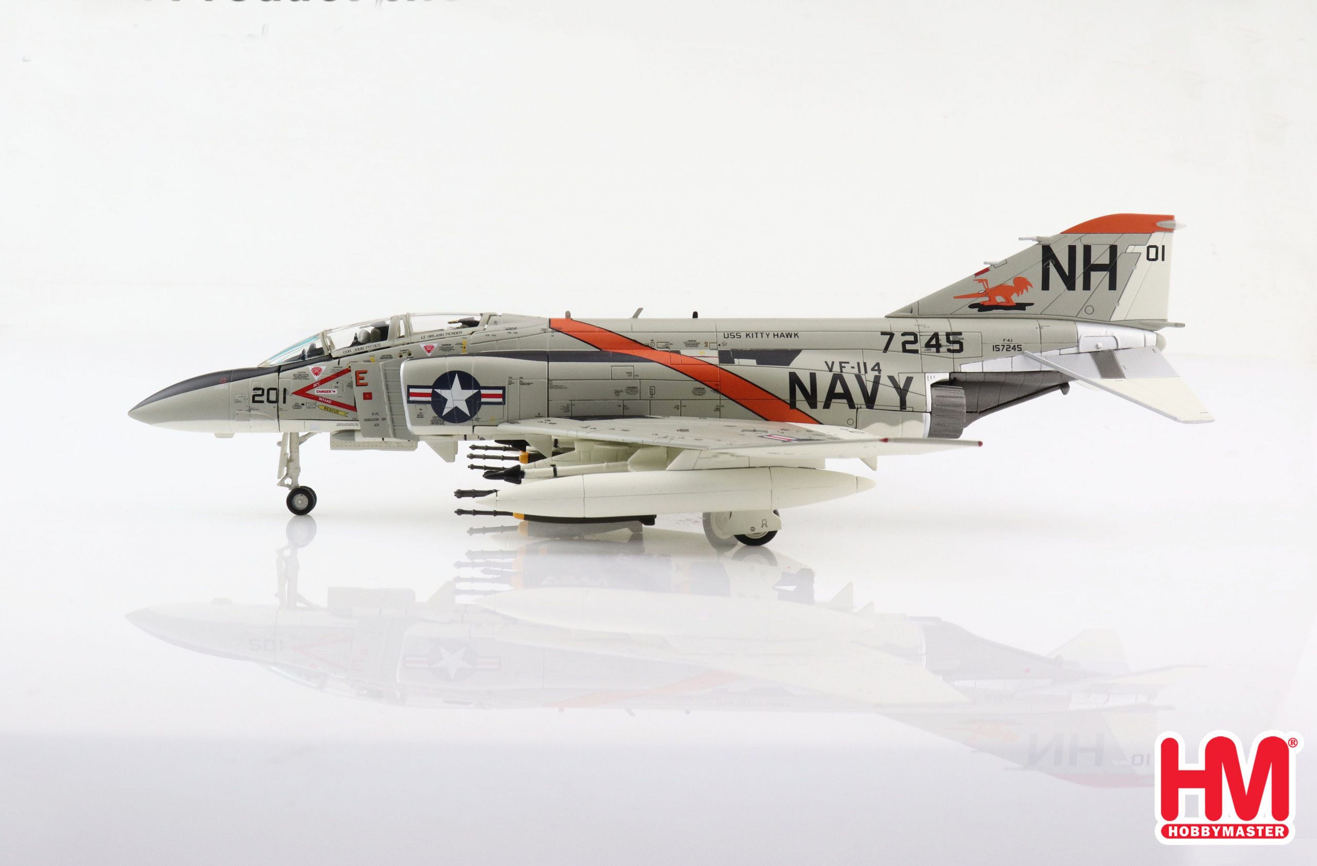 McDonald Douglas F-4J Phantom II VF-114 “Aardvarks” NH201. USS Kitty Hawk 1972, 1:72 Scale Diecast Model Side View