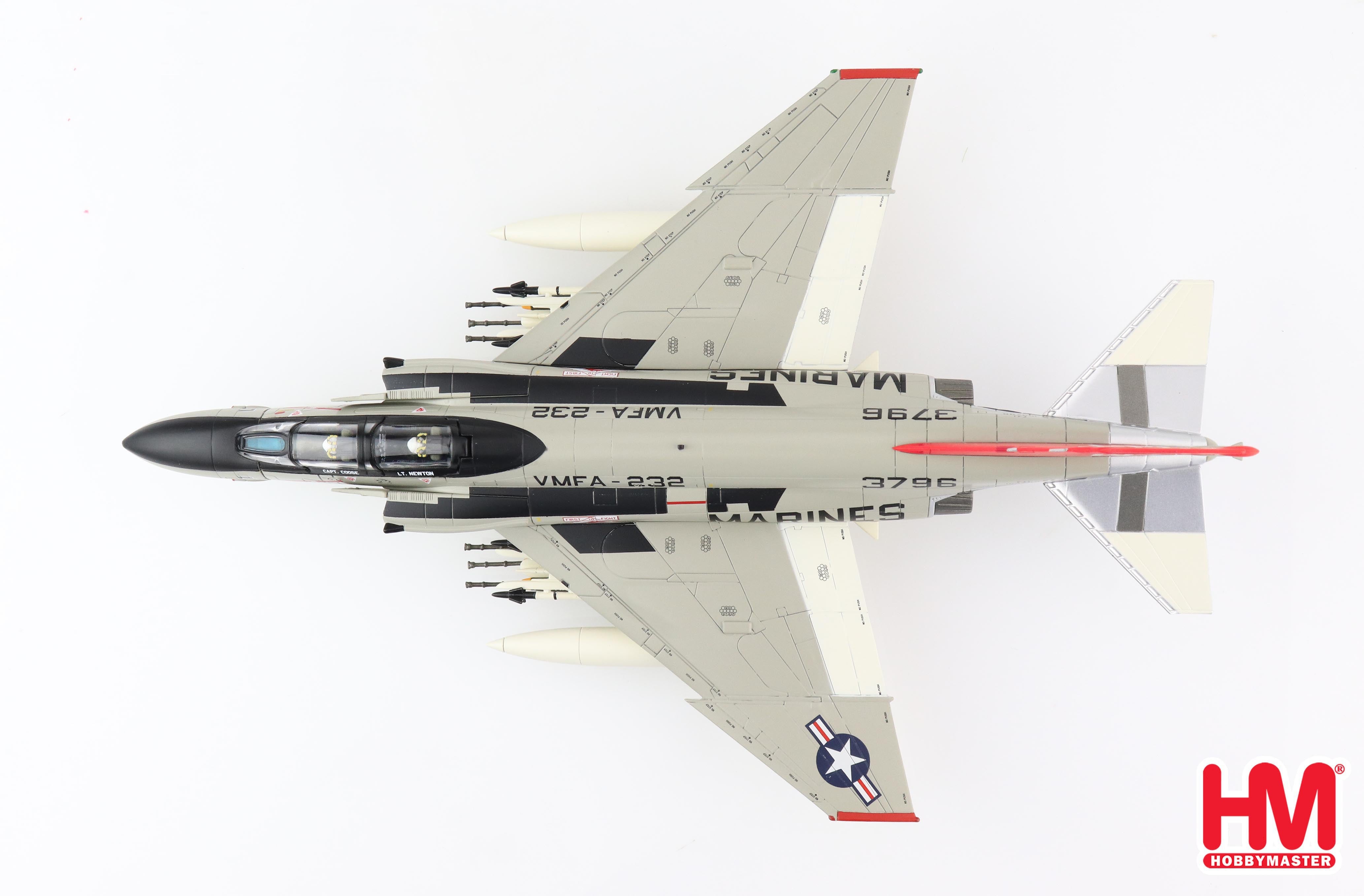 McDonald Douglas F-4J Phantom II VMFA-232 “Red Devils” 1977, 1:72 Scale Diecast Model Top View