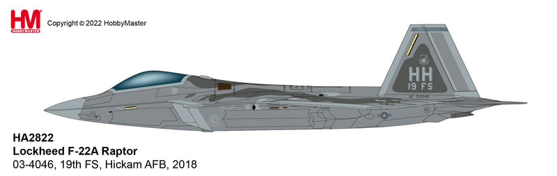 Lockheed Martin F-22A Raptor, 19th Fighter Squadron “Gamecocks” 2018, 1:72 Scale Diecast Model Illustration