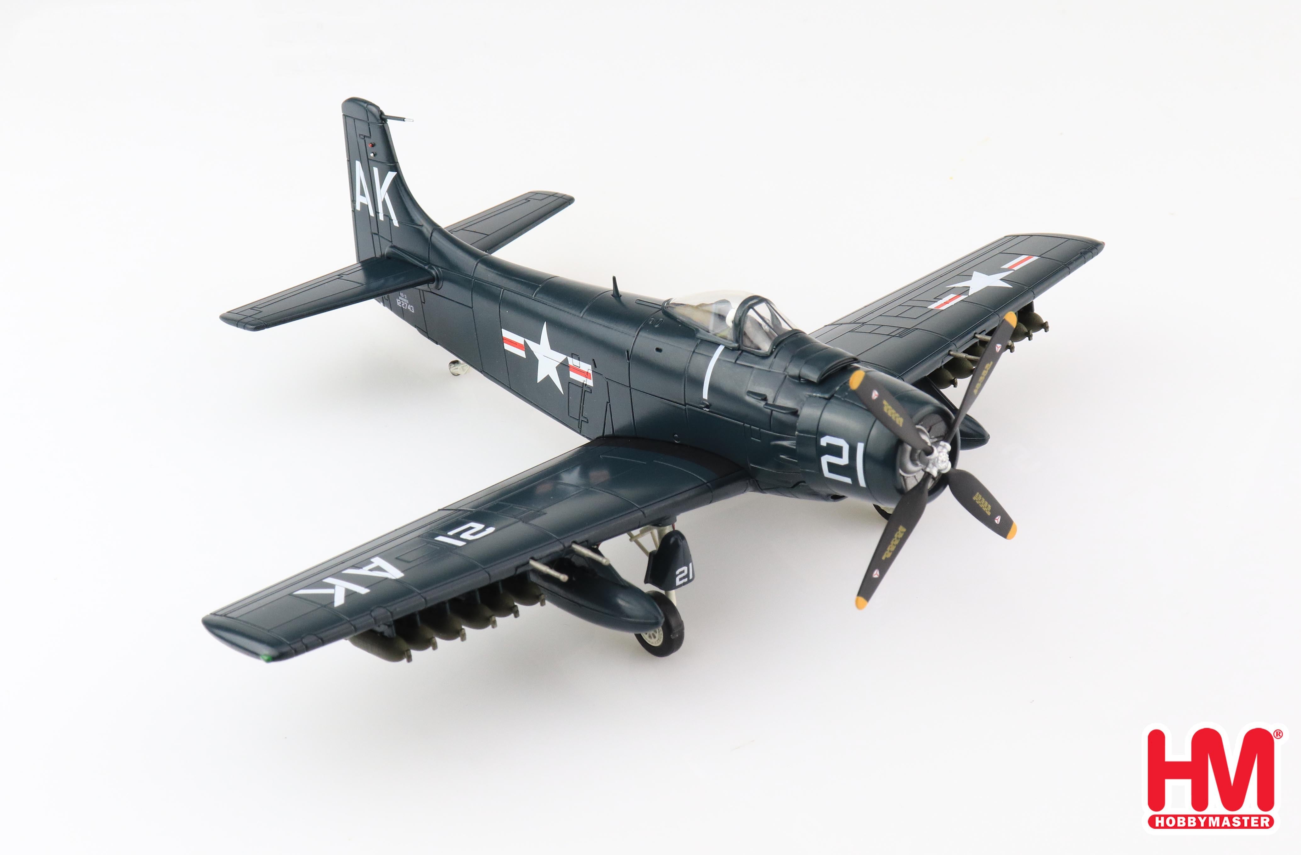 Douglas AD-3 Skyraider VMA-121 “Wolf Raiders” 1951, 1:72 Scale Diecast Model Right Front View