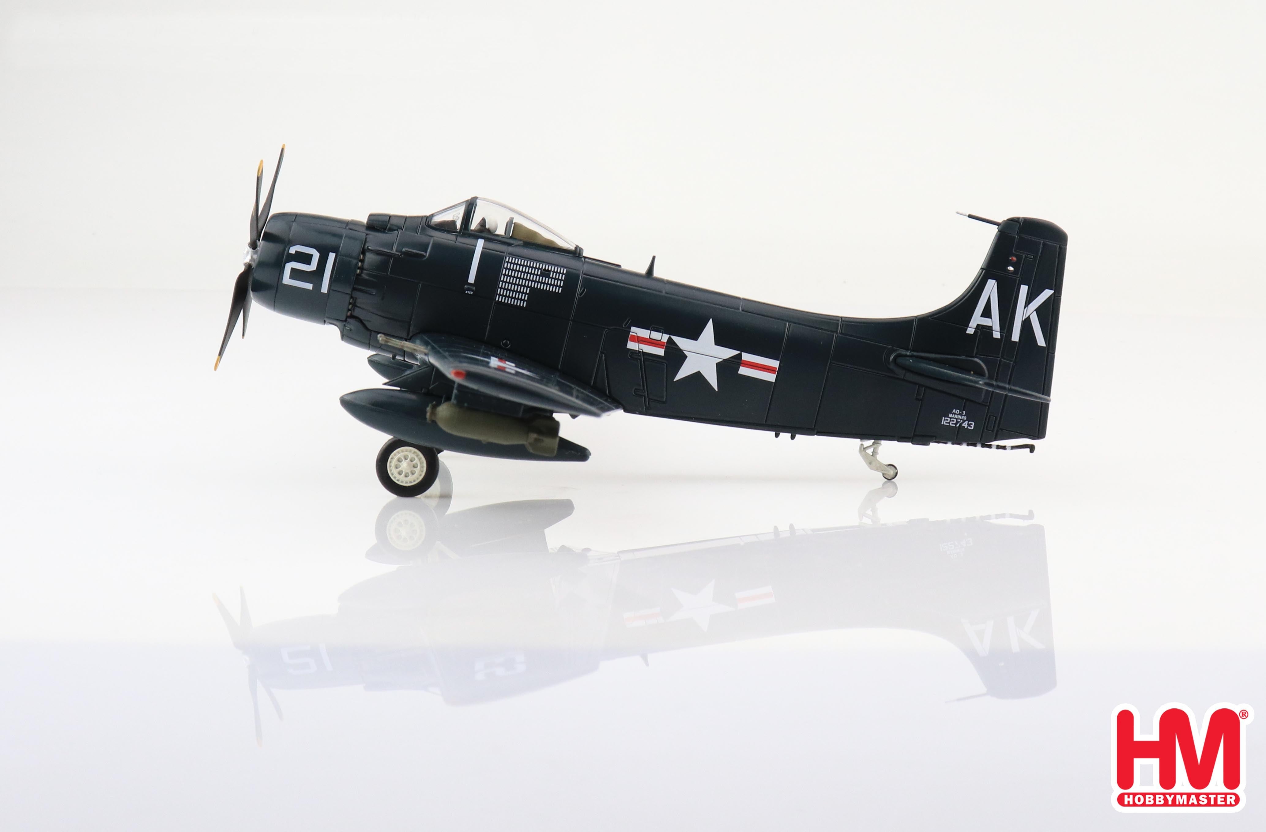 Douglas AD-3 Skyraider VMA-121 “Wolf Raiders” 1951, 1:72 Scale Diecast Model Left Side View