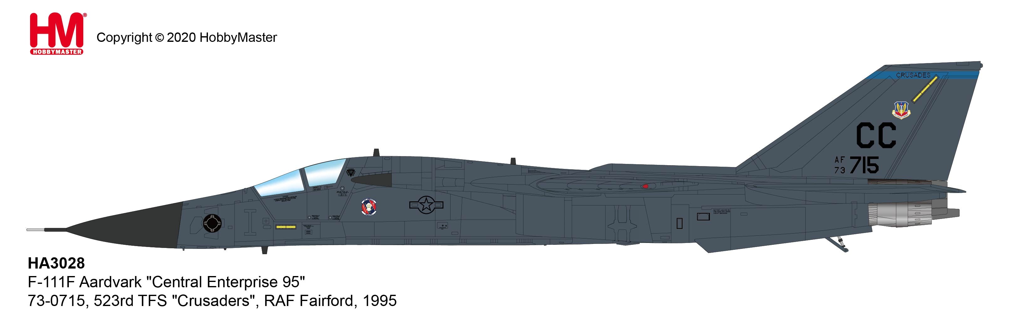 General Dynamics F-111F Aardvark 523rd TFS “Crusaders”, 1:72 Scale Diecast Model Illustration