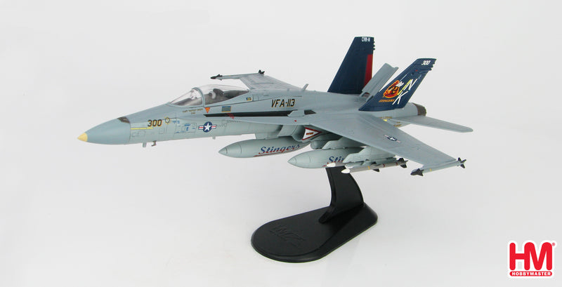 McDonnell Douglas F/A-18C Hornet VFA-113 2005, 1:72 Scale Diecast Model On Display Stand