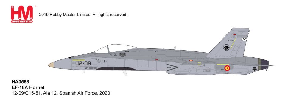 McDonnell Douglas EF-18A Hornet, Ala 12 “Gatos” Spanish Air Force, 2020, 1:72 Scale Diecast Model Illustration