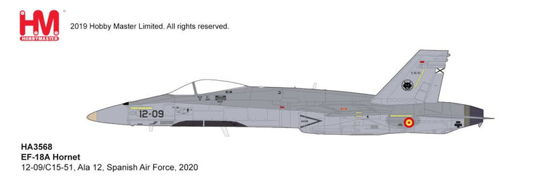 McDonnell Douglas EF-18A Hornet, Ala 12 “Gatos” Spanish Air Force, 2020, 1:72 Scale Diecast Model Illustration