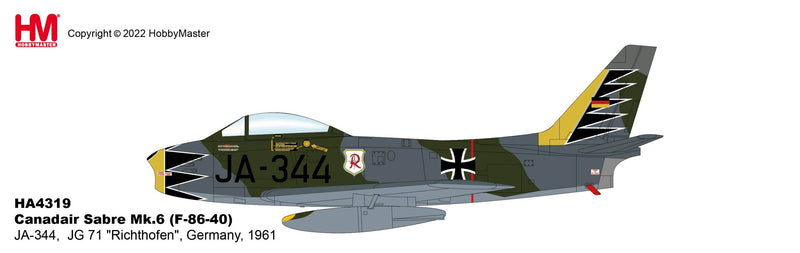 Canadair Sabre Mk 6, JG 71 1961, 1:72 Scale Diecast Model Illustration
