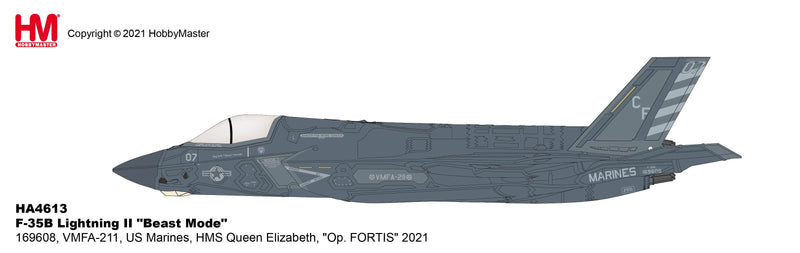 Lockheed Martin F-35B Lightning II, USMC VMFA-211, HMS Queen Elizabeth 2021, 1:72 Scale Diecast Model Illustration