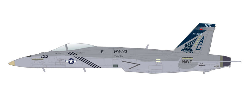 Boeing F/A-18E Super Hornet, VFA-143 “Pukin Dogs” USS Dwight D. Eisenhower, 2009, 1:72 Scale Diecast Model Illustration