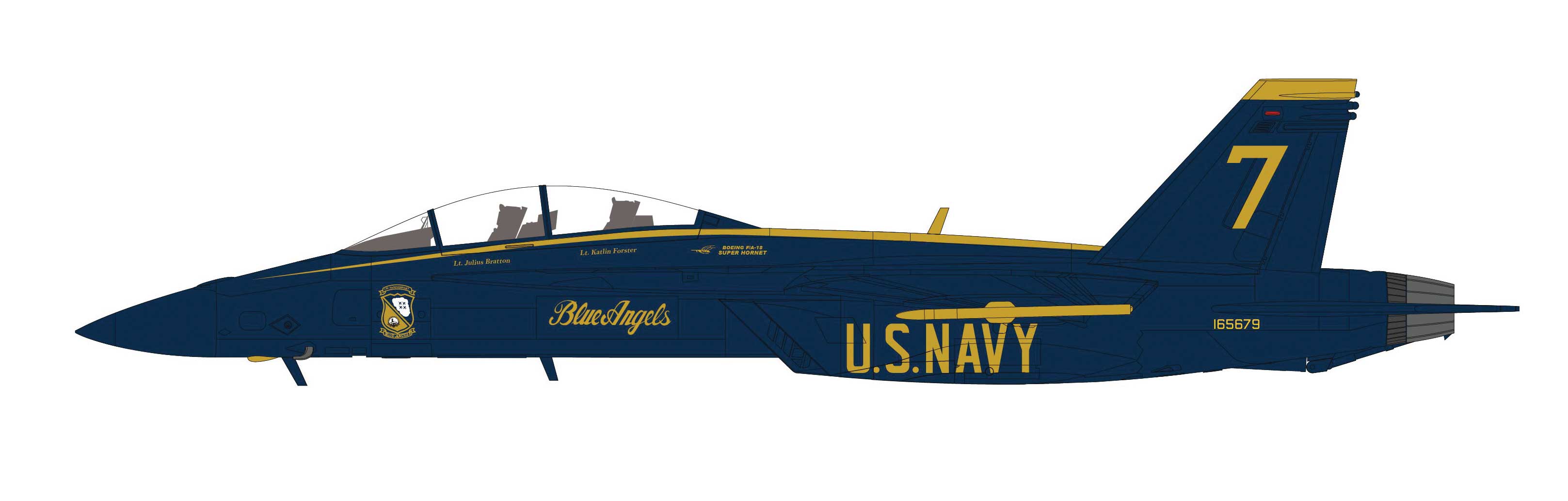 Boeing F/A-18F Super Hornet, “Blue Angels #7” US Navy, 2021 1:72 Scale Diecast Model Illustration