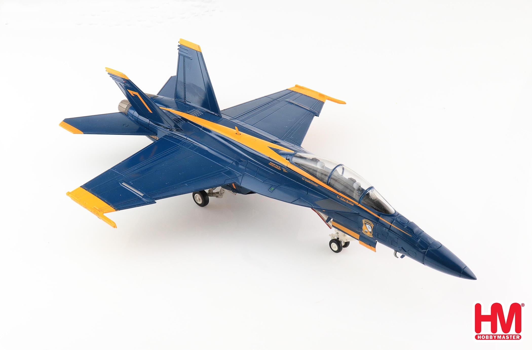 Boeing F/A-18F Super Hornet, “Blue Angels #7” US Navy, 2021 1:72 Scale Diecast Model Right Front View