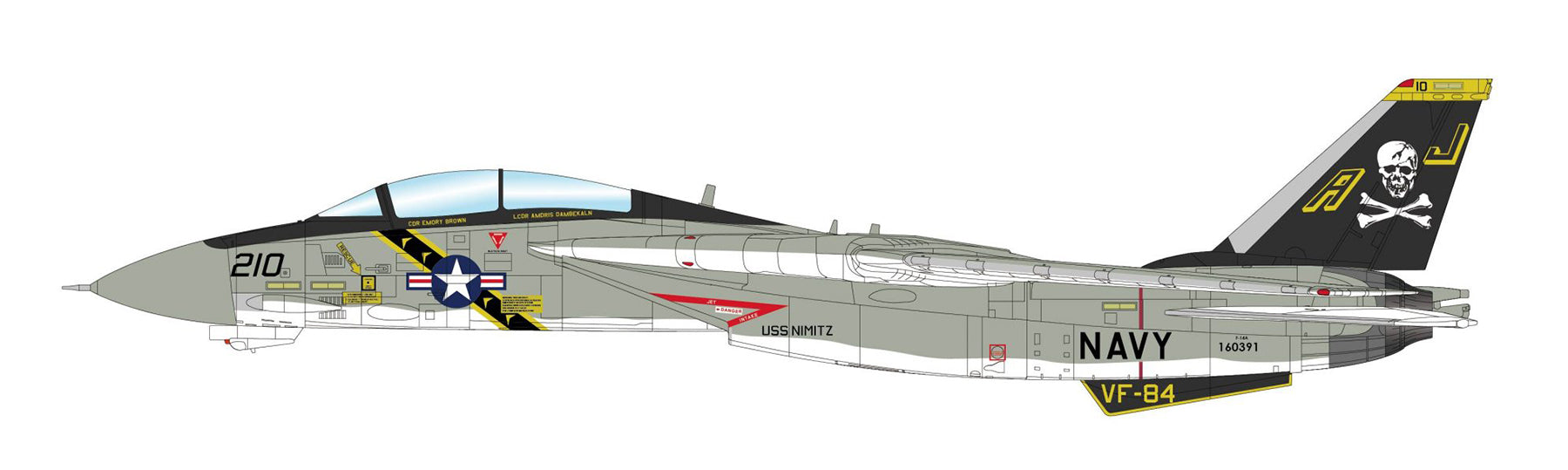 Grumman F-14A Tomcat, VF-84 “Jolly Rogers” USS Nimitz 1978, 1:72 Scale Diecast Model Illustration