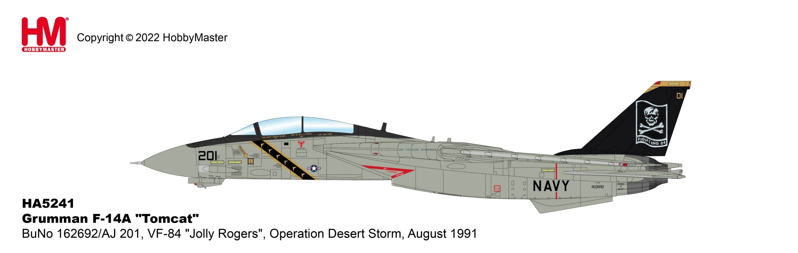 Grumman F-14A Tomcat, VF-84 “Jolly Rogers” 1991, 1:72 Scale Diecast Model Illustration