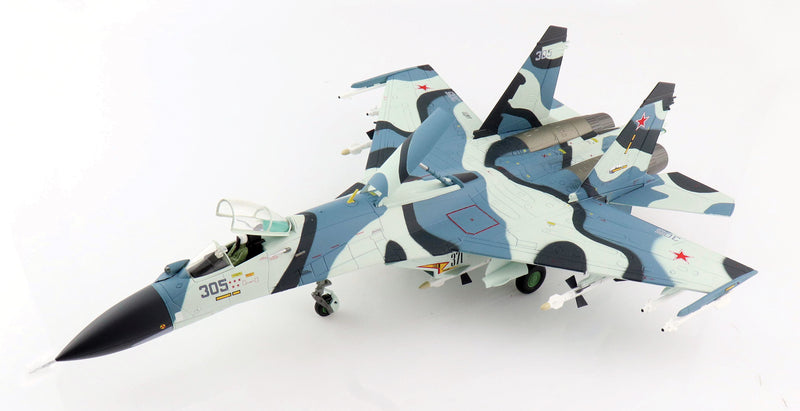 Sukhoi Su-27SKM Flanker B “Blue 305” Paris Airshow, 2005 1:72 Scale Diecast Model Canopy Open View