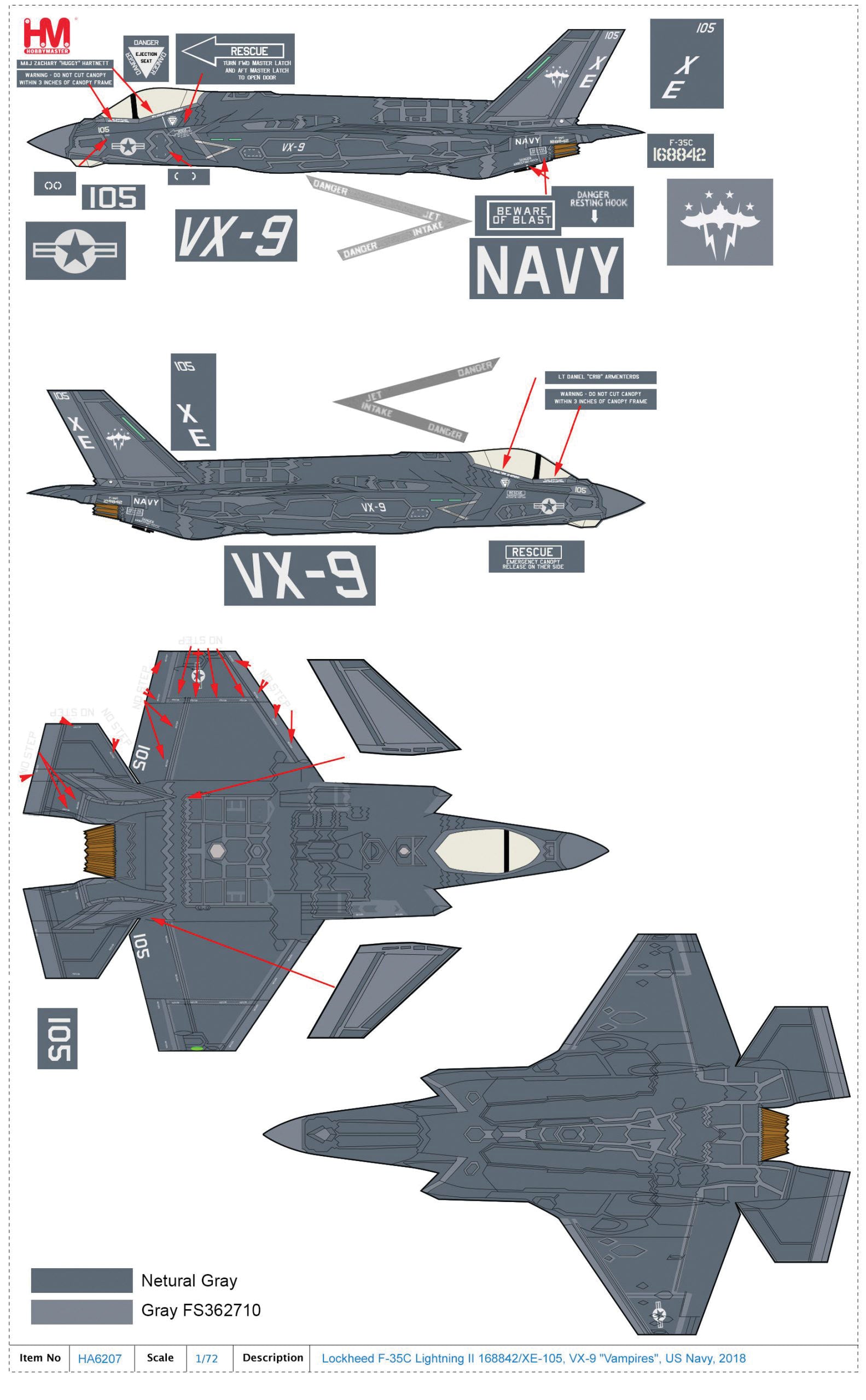 Hobby Master | Lockheed Martin F-35C Lightning II, VX-9 2018, 1:72