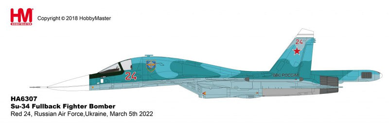 Sukhoi Su-34 Fullback “Red 24” Russian Air Force, Ukraine, 2022, 1:72 Scale Diecast Model Illustration