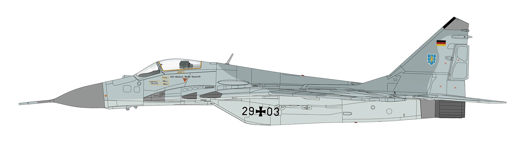 Mikoyan Mig-29A Fulcrum JG 73 “Steinhoff” German Air Force, 1:72 Scale Diecast Model Illustration